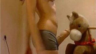 Hot Girl On Webcam Riding Toy Horse - porn video