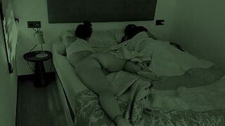 Night cam catches Step sister masturbating next to step brother in the same bed - porn video