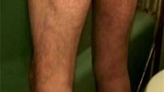 Mature redneck bear takes soapy shower - porn video