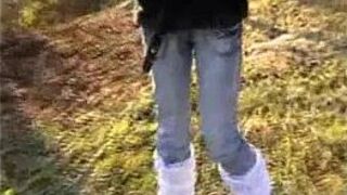 Labbel mature pissing outdoor cum on my tits - porn video