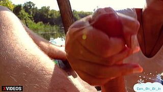 Jerking off to a stranger for money in a public place - porn video