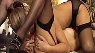 French Lesbians Having Fun in The Barn - porn video