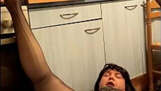 French chubby sissy jinna strip and play with her tiny Dick with plug in her hole - porn video